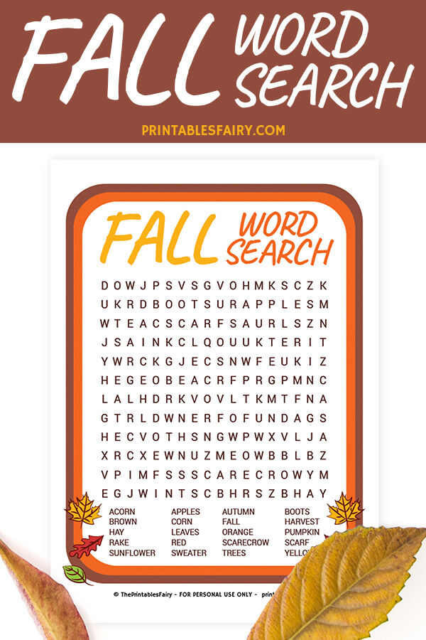 Fall Word Search Printable