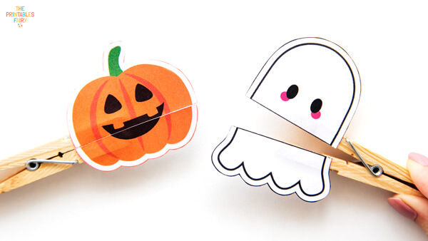 Pumpkin and Ghost Clothespin Puppets