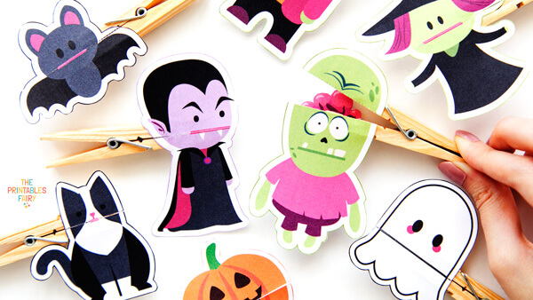 Free Printable Clothespin Puppets Halloween