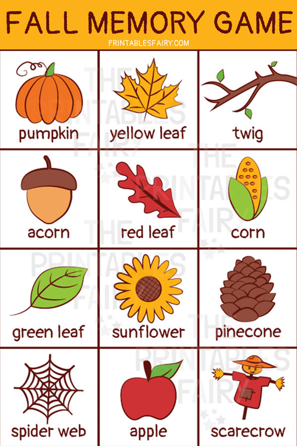 FALL Editable Memory/Matching Game Board TEMPLATE (Google) Online Classroom