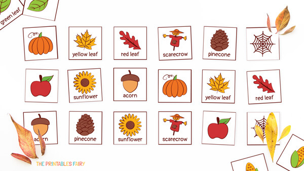 FALL Editable Memory/Matching Game Board TEMPLATE (Google) Online Classroom
