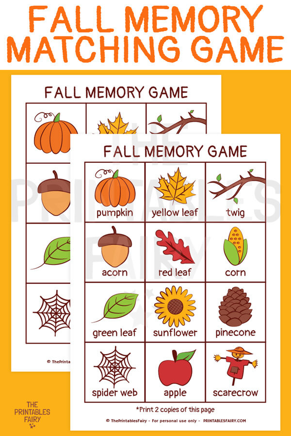 FALL Editable Memory/Matching Game Board TEMPLATE (Google) Online Classroom