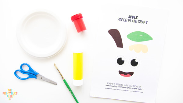 Materials to make paper plate apples