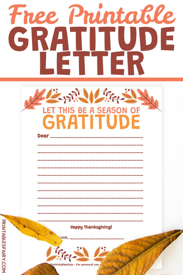 Free Printable Gratitude Letter