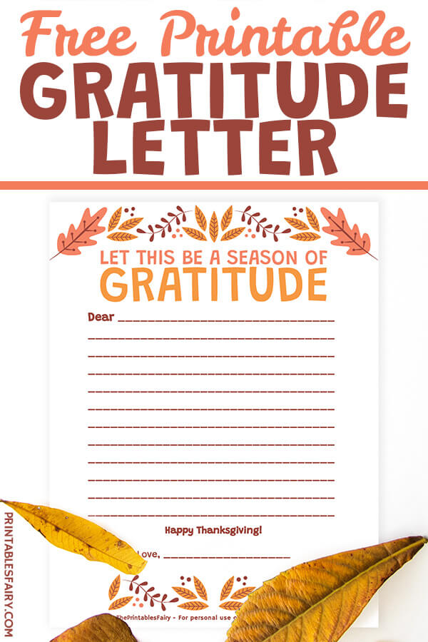 Free Printable Gratitude Letter The Printables Fairy