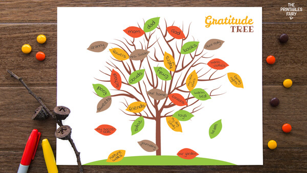 Filled in gratitude tree