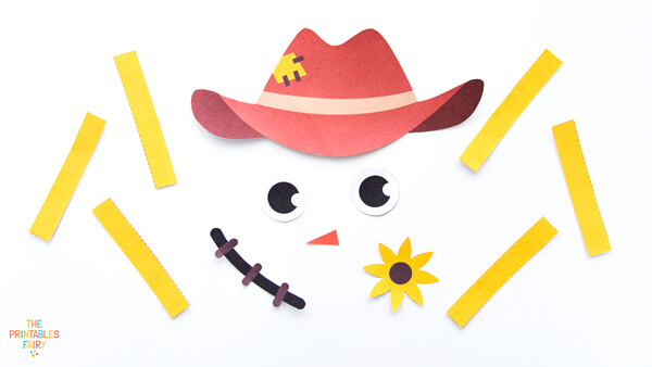 Cut scarecrow template on a white table