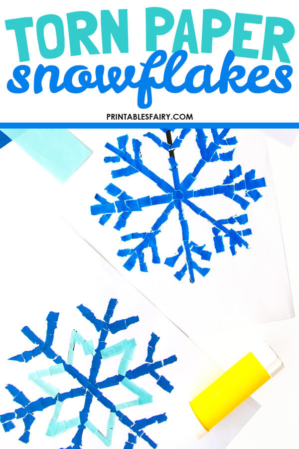 Torn Paper Snowflake Craft - The Printables Fairy