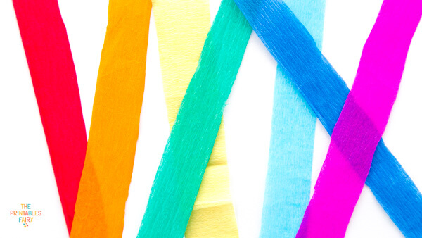 Rainbow-color tissue paper stripes
