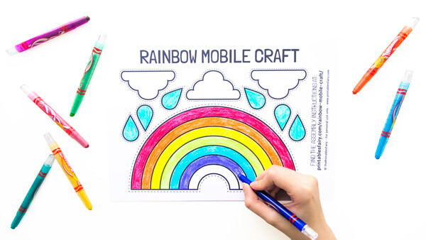 Coloring the black and white rainbow template