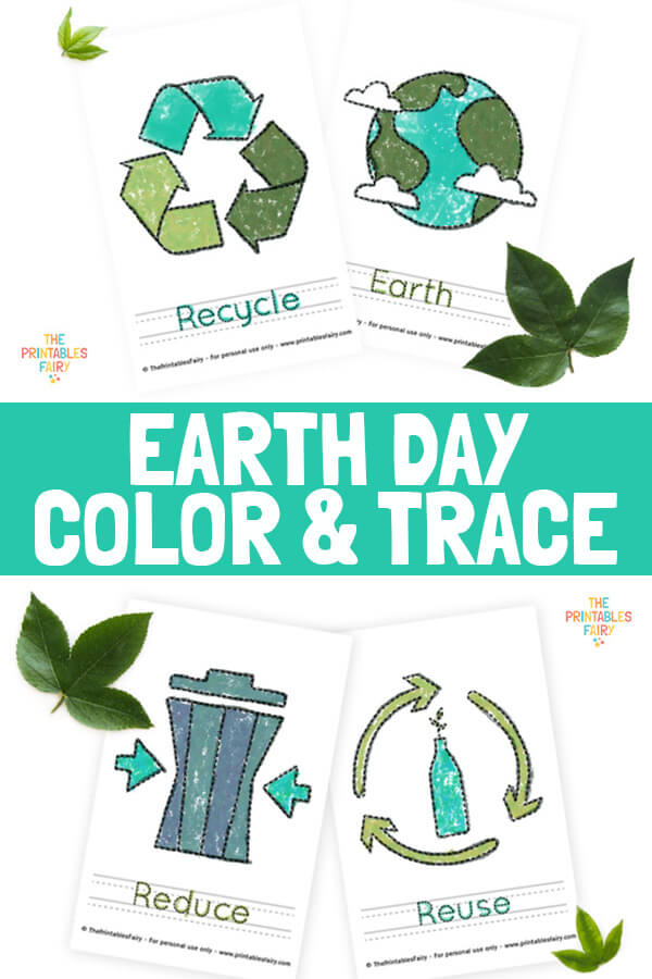 Earth Day Color and Trace Worksheets