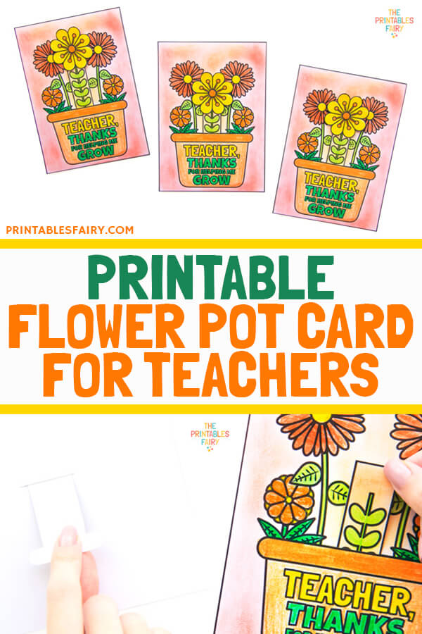 Printable Flower Pot Card For Teachers