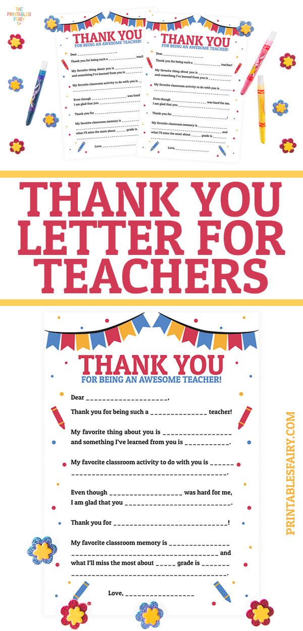 Thank You Letter For Teachers