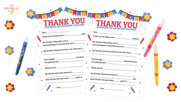 Teacher Thank You Letter Free Printable The Printables Fairy