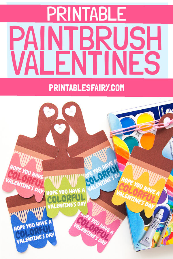 Printable Valentine's Day Paintbrush Tags