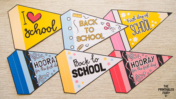 Six free printable Back to School Flag designs