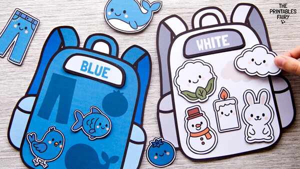 Matching the objects with the color of the backpack