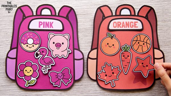 Pink and orange backpacks
