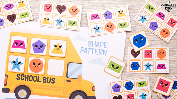 School Bus Shape Pattern Matching Game for Kids