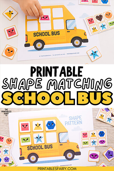 Printable Shape Matching School Bus