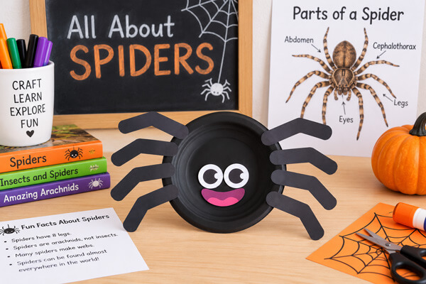 Spider Paper Plate Craft on an Arachnid themed lesson
